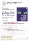 Research paper thumbnail of The Jerome Biblical Commentary for the Twenty-First Century. Book Presentation, 15 March 2022, Pontifical Biblical Institute, Rome.