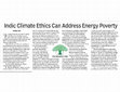 Research paper thumbnail of Indic Climate Ethics Can Address Energy Poverty