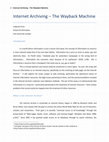 Research paper thumbnail of Internet Archiving - The Wayback Machine