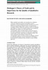 Research paper thumbnail of Heidegger's Theory of Truth and its Importance for the Quality of Qualitative Research