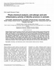 Research paper thumbnail of Phyto-chemical analysis, anti-allergic and anti-inflammatory activity of Mentha arvensis in animals