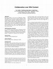 Research paper thumbnail of Collaboration over Wiki Content