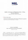 Research paper thumbnail of Quality assessment of wikipedia articles: a deep learning approach by Quang Vinh Dang and Claudia-Lavinia Ignata with Martin Vesely as coordinator