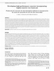Research paper thumbnail of Developing high-performance concrete incorporating highly-reactive rice husk ash