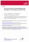 Research paper thumbnail of Research and Practice in Talent Identification and Development—Some Thoughts on the State of Play