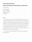 Research paper thumbnail of Homosociality in Men ' s Talk : Balancing and Recreating Cultural Discourses of Masculinity