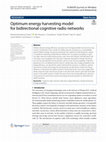 Research paper thumbnail of Optimum energy harvesting model for bidirectional cognitive radio networks