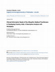 Research paper thumbnail of Clinical Information Needs of the Allopathic Medical Practitioners in Developing Country, India: A Descriptive Analysis with Workplace