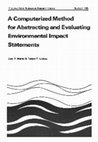 Research paper thumbnail of A computerized method for abstracting and evaluating environmental impact statements