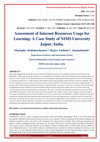 Research paper thumbnail of Assessment of Internet Resources Usage for Learning: A Case Study of NIMS University