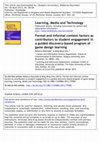 Research paper thumbnail of Formal and informal context factors as contributors to student engagement in a guided discovery-based program of game design learning