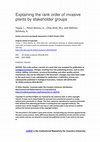 Research paper thumbnail of Explaining the rank order of invasive plants by stakeholder groups