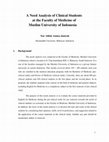 Research paper thumbnail of A Need Analysis of Clinical Students at the Faculty of Medicine of Muslim University of Indonesia