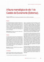 Research paper thumbnail of COSTA, C. (2009) – “A fauna mamalógica do silo 1 do Castelo de Evoramonte (Estremoz)”, Vipasca. Arqueologia e História, 2º série, 3, pp. 39-49.
