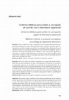 Research paper thumbnail of Critérios bíblicos para evitar a corrupção de acordo com a literatura sapiencial