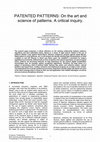 Research paper thumbnail of PATENTED PATTERNS: On the art and science of patterns. A critical inquiry